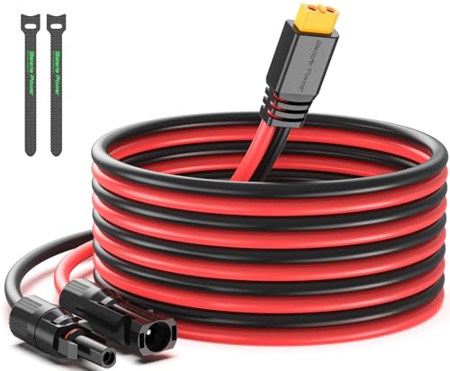 Bateria Power Solar to XT60 Charger Extension Cable 12AWG 10ft Solar Connector XT60 Adapter Cable for Solar Panel to LiFePO4 Battery RV Portable Power Plant Solar Generator