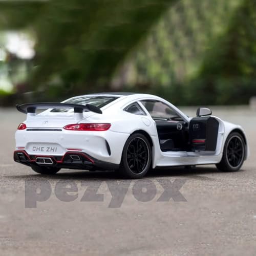 Image of 1 /24 Benz AMG GTR Toy Cars Model Car, Zinc Alloy Pull Back Toy car with Sound and Light for Kids Boy Girl Gift (White)