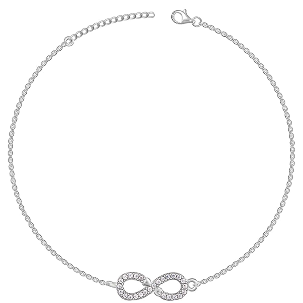925 Silver Rose Gold Infinity Pendant Necklace Ring Stud Earrings Toe Rings Anklet Bracelet Sets | Gifts for Women & Girls-image-43