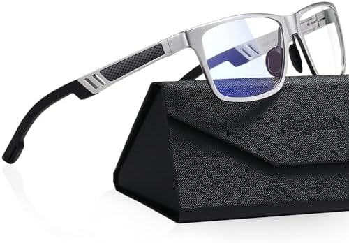 Blue-Light-Blocking-Glasses Men/Women Gaming Glasses Computer Screen Eyeglasses Metal Frame (silver)