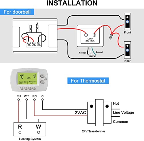Maxdot 24V 40Va Thermostat And Doorbell Transformer, Power Supply Compatible With Nest, Ecobee, Sensi And Honeywell Thermostat, Nest Hello Doorbell And All Versions Of Ring Doorbell (1 Pcs) #TOP4