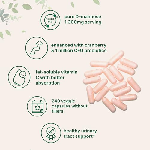 image for Micro Ingredients Pure D Mannose 1,300mg with Cranberry & Probiotics, 