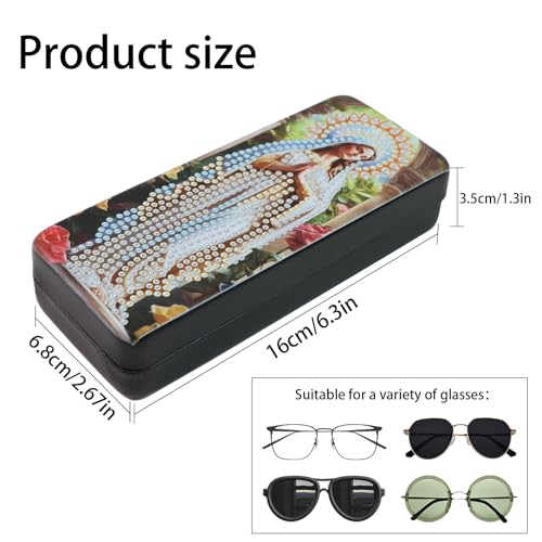 Image of DIY Diamond Painting Glasses Case, Religious Woman Diamond Art Eyeglass Storage Box, Handmade 5D Diamond Art Kit for Adults, Travel Sunglasses Holder, Craft Gift Idea