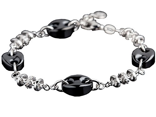 Preisvergleich Produktbild Yves Camani Armband Keramik schwarz / Silber / Steine