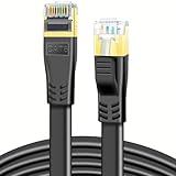 DDMALL CAT 8 Ethernet Cable, 2m High Speed 40 Gbps 2000 MHz Flat CAT8 Patch Cord, Gigabit Internet Network LAN Cable with Gold Plated RJ45 Connector for Gaming, Modem, Router, PC (2 m, Black)