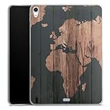  DeinDesign Coque en Silicone Compatible avec Apple Apple iPad Air 5. (2022) Coque Coque pour Tablette Carte géographique Aspect Bois Carte du Monde