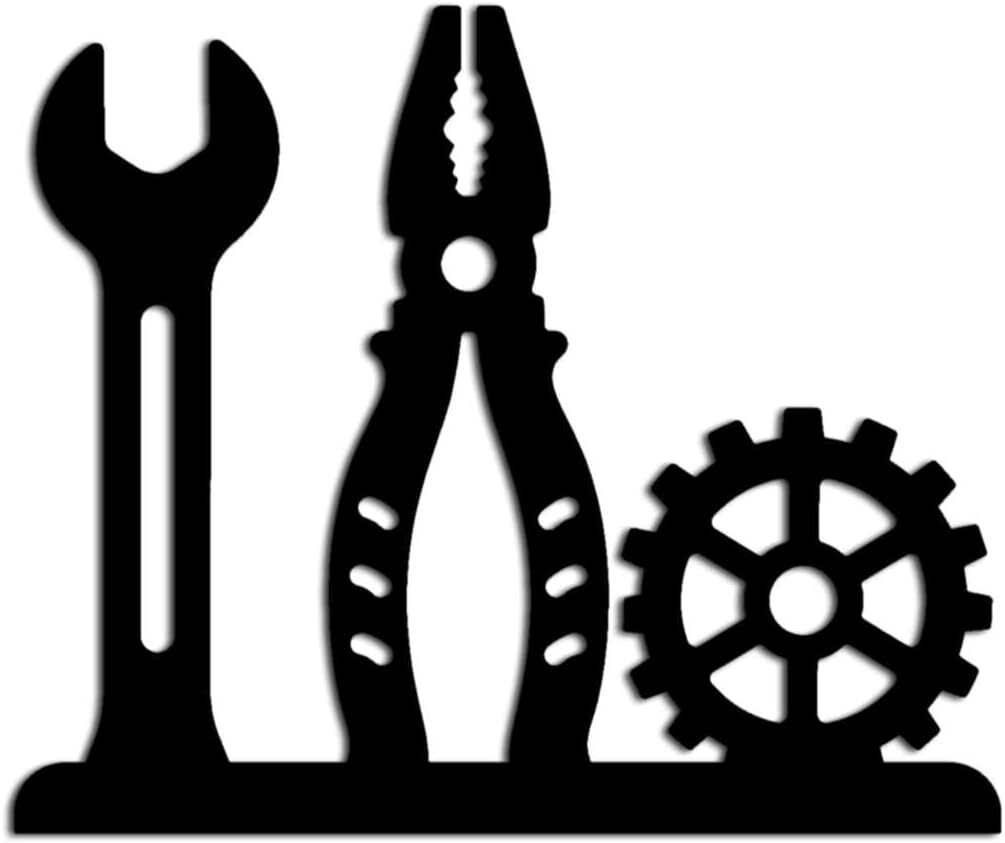 Wrench Pliers and Gear Metal Wall Art Metal Wall Art Decor Outdoor Decor Metal Signs Industrial Modern Style Stunning Wall Decor for Your Workshop Garage Office Space (Black,20inch)