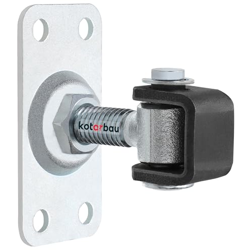 KOTARBAU® Torband Verstellbar Türangeln M12 zum Verschrauben rechteckig 4 Löcher S235JR Stahl Galvanisch Verzinkt Türscharniere Silber Einstellbares Scharnier Torscharniere Türband Torangel