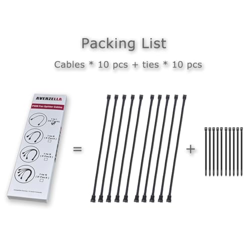 AVERZELLA (10 Pack, 10.5 inches 4-Pin Clooling Fan Splitter Cable, Adapter Computer PC Fans Power Extension Cable Desktop Computer ATX Case 4 Pin 3 Pin PWM Fan Cable, with Sleeved Braided by AVERZELLA - Used condition - Image 7