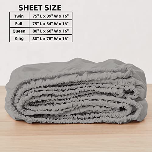 Hbhlfz Super Soft King Fitted Sheet, 16" Deep Pocket, All Around Elastic Edge, Lightweight, Comfortable, Breathable Extra Deep Pocket Sheet, Wrinkle, Shrink And Fade Resistant, King, Grey #TOP2