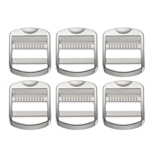 SUIKIHUM 6 Pack Metal Ladder Lock Buckle, 1 1/4 Tri-Glide Slider Buckle Adjustable, Strap Buckles Zinc Alloy for Backpack, Silver