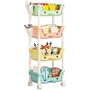 Corner Toy Storage - Multi-Tier Kids Toy Organizer with Wheels, Playroom Storage Rack | Toddler Toy Storage, Children's Toy Box and Bookshelf, Kids Room Organizer, Playroom Toy Shelf for Nursery