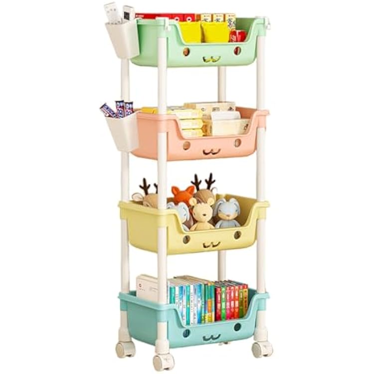 Corner Toy Storage - Multi-Tier Kids Toy Organizer with Wheels, Playroom Storage Rack | Toddler Toy Storage, Children's Toy Box and Bookshelf, Kids Room Organizer, Playroom Toy Shelf for Nursery