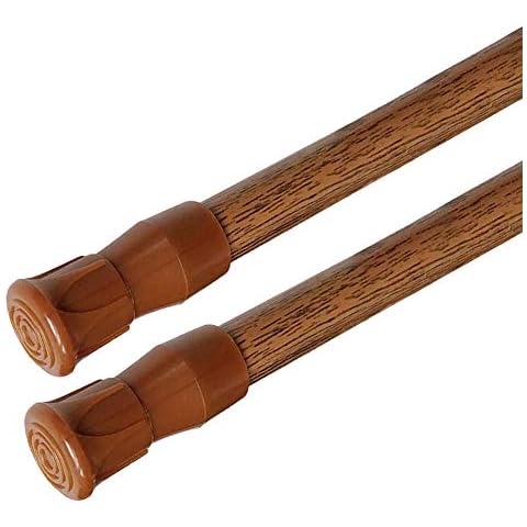 AIZESI 5PCS Tension Rods Spring Rod 16 to 28 inch DIY Spring Steel Cupboard Bars Rod Curtain Rods… (Brown, 16"to 28"-2PCS) Cover