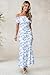 LUXVEER Women's Mesh Floral Dress 2026 Summer Off Shoulder Ruched Bodycon Long Maxi Fitted Night Out Wedding Guestes Dresses Blue