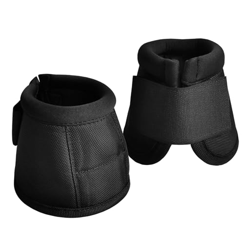 Gallopoff Hufglocken Pferd 2er Set – Stoßdämpfend & Scheuerfrei, Ballenschutz für Pferde aus Neopren, Weiche Schutzglocken mit Klettverschluss für Training & Weide Schwarz M