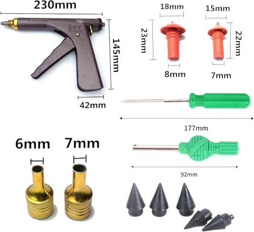 Image of Tire Repair Kits, Tire Pluger Motorcycle Tubeless Vacuum Tire Plugger Repair Tool Kit with 32PCS Rubber Plugs Tire Plug Gun Kit with Mushroom Plug for Motorcycle Dirt Bike ATV Lawn Mower