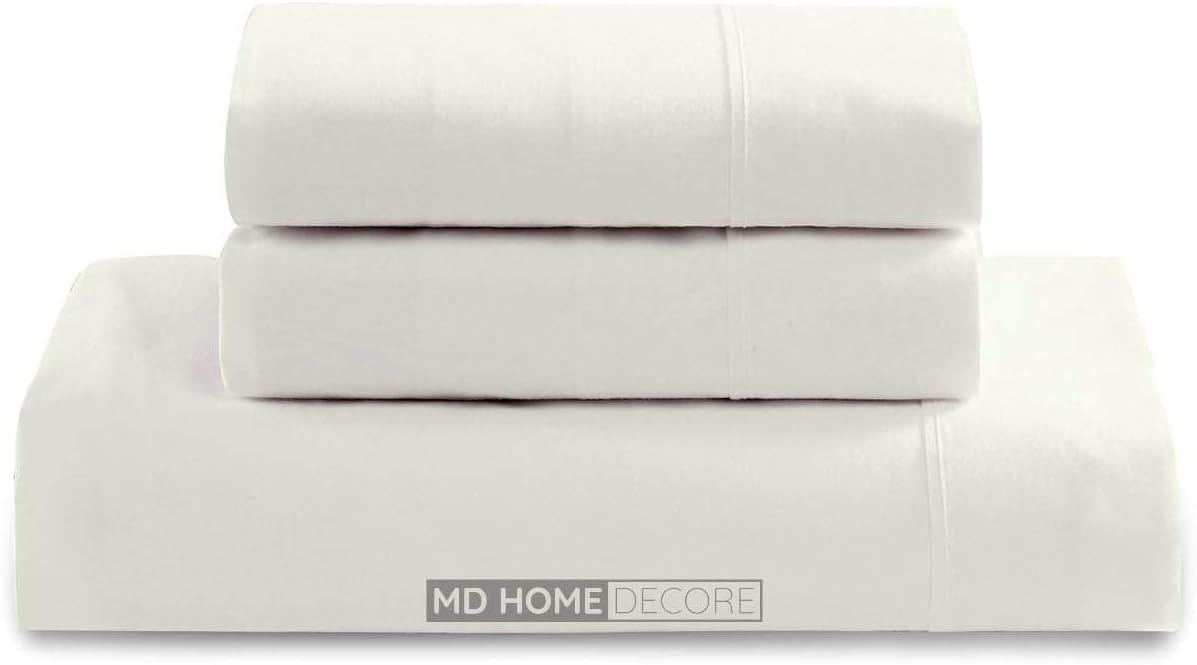 Waterbed Sheets California King Size Attached Waterbed Sheets 100% Egyptian Cotton 600-Thread Count 4 PC Sheet Set 12" Deep Pocket Attached Waterbed Sheet Set in Solid (Ivory Solid, California King)