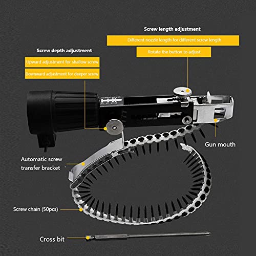 Deck Screw Gun, Drywall Screw Gun, Automatic Screw Spike Chain Drill Screw Chain Adapter For Electric Drill Attachment #TOP2