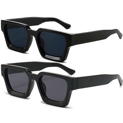 Image of AIEYEZO Square Sunglasses for Women Men Square Thick Frame Sun Glasses Simple Designer Style Shades