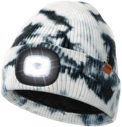 Wmcaps Mütze mit LED Licht, Type-C, wiederaufladbar, warme Futter, Geschenk | Dehnbar-weich, Freihändige Stirnlampe, Wintermütze für Herren, Ideal für Joggen, Hundespaziergänge und