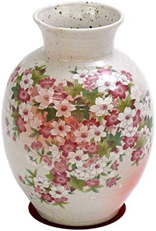 Amazon Co Jp 山治陶苑 花器 志野 桜もみじ 新8号 赤丸敷布付き Ymj 044 ホーム キッチン