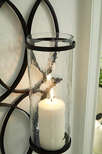 Signature Design By Ashley Bryndis Contemporary 22.13" High Geometric Design Wall Sconce, Black #TOP2