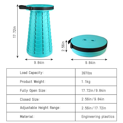 Image of Portable & Lightweight Foldable Camping Chair for Adults, Heavy Duty Folding Stool with Adjustable Shoulder Strap, Perfect for Picnic, Beach, Backyard, and Sporting Events, Max Weight 400lbs