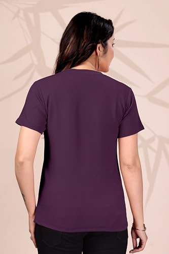 Image of Women Round Neck Printed Cotton Blend Regular Fit T-Shirt
