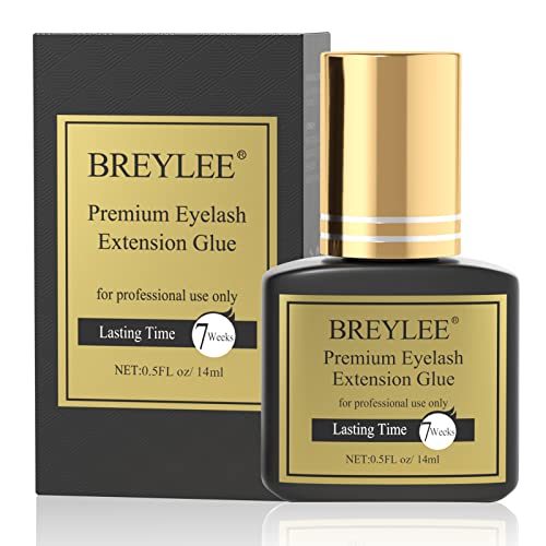 Extra Strong Eyelash Extension Glue, BREYLEE Professional Eyelash Glue Extra Strong Lash Glue for Eyelash Extension, Professional Use Only(14ml, 0.5fl Oz)