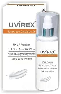 UVI-REX Sunscreen Emulsion Gel, SPF 50+ UV & IR Protection, 8 Hours Water Resistant, Non-Comedogenic Price In India