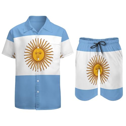 Casual Summer Outfits for Men, 2 Piece Sets Short Sleeve Button Down Shirts and Beach Shorts3