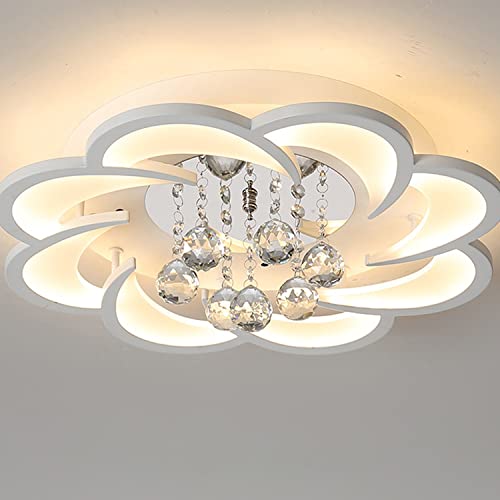Plafonnier LED fleur 60W en cristal K9 à 3 couleurs de lumière pour votre chambre
