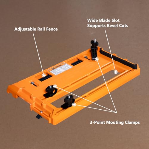 POWERTEC Universal Circular Saw Track Plate Compatible with Most Track Saw Guide Rails and Straight Edge Clamps, Tool-Free Mounting System, Adjustable Fence for Fast and Accurate Cuts (71993) image 2
