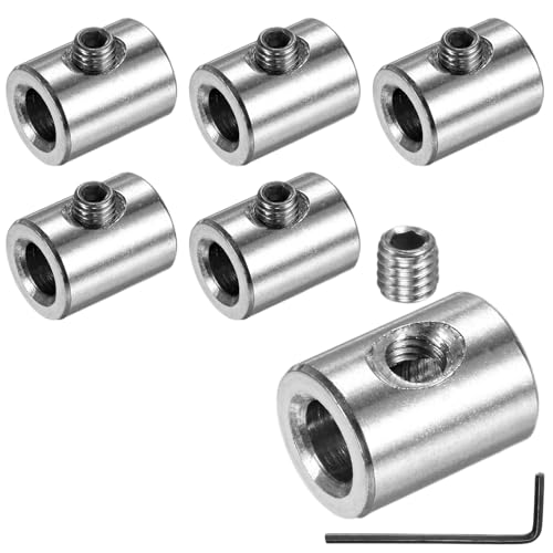 M METERXITY 6-Pack Wire Rope Cable Clamp, 6mm Hole 304 Stainless Steel Single Holes Lock Clip with Hexagon Screws Spanner for Cable Rigging/DIY Decorative Rope/Clothesline