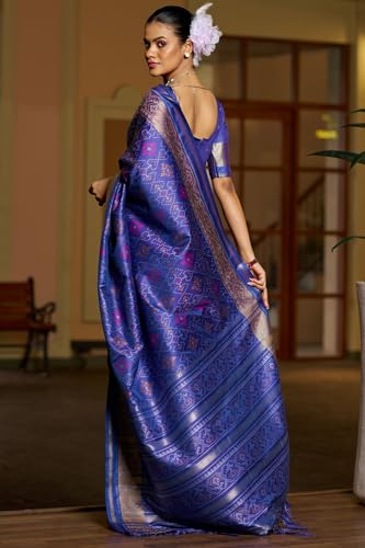 Image of SGF11 Women's Kanjivaram Patola Silk Saree Silk Saree Pure Golden Zari With Blouse Piece
