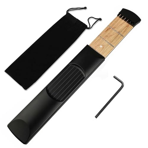 Musiin Manche de guitare de poche pour entraînement de guitare, outil de pratique portable à 6 frettes pour débutants (noir)