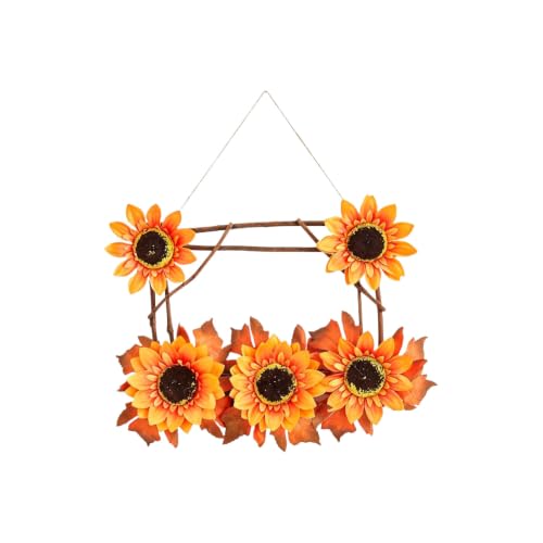 Harvest Wooden Branch Sunflowers Fall Door Decor, Hanging Fall Door Sign - image 3