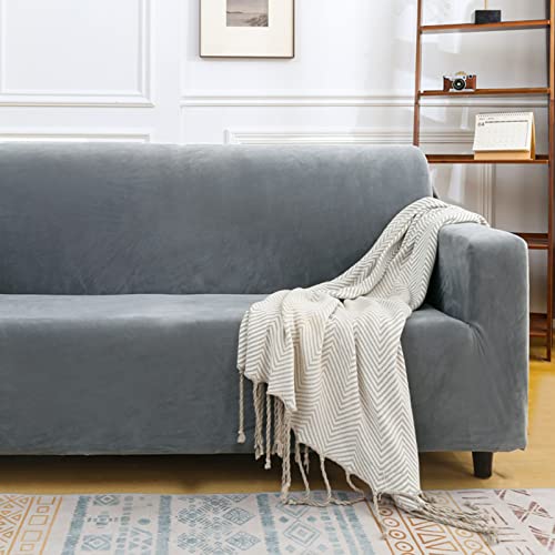 Housse de causeuse en velours lavable et extensible avec base élastique