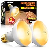 MIXJOY 100W Reptile Heat Lamp Bulbs, 2Pack Heat Lamp Bulbs for Reptiles Basking Bulbs UVA Daylight Basking Light Amphibians Heating Lamp Emitter for Lizard, Tortoise, Bearded Dragon Gecko, Chicken