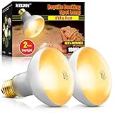 MIXJOY 100W Reptile Heat Lamp Bulbs, 2Pack Heat Lamp Bulbs for Reptiles Basking Bulbs UVA Daylight Basking Light Amphibians Heating Lamp Emitter for Lizard, Tortoise, Bearded Dragon Gecko, Chicken