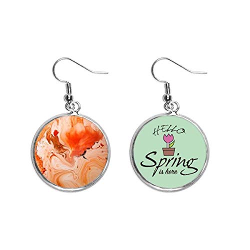Pendientes de mármol blanco y naranja abstractos para looks de día