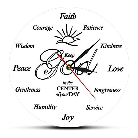 The Geeky Days Put God First Inspirational Quote Christian Silent Non Ticking Wall Clock Religious Family Clock Jesus Biblica The God Quartz Battery Operated Round Wall Watch Cover