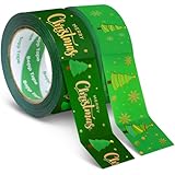 Watersay 2 Roll 220 Yard Christmas Packing Tape 1.89'' Decorative Packing Tape Merry Christmas Gift Wrapping Tape Cute Packaging Tape for Boxes Small Business Packages