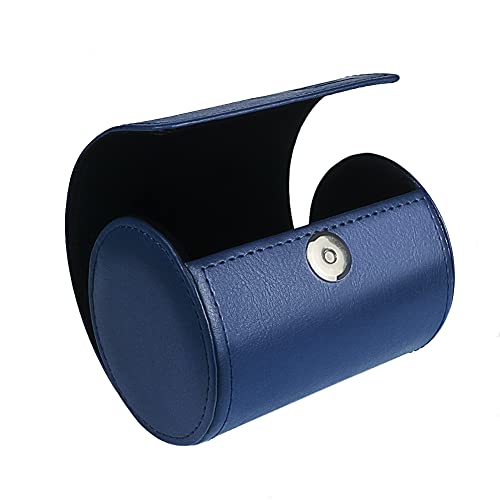 Fosinz Krawatten Box PU Leder Zylinder Form Krawattenetui für Männer-3.1x4.3 Blau