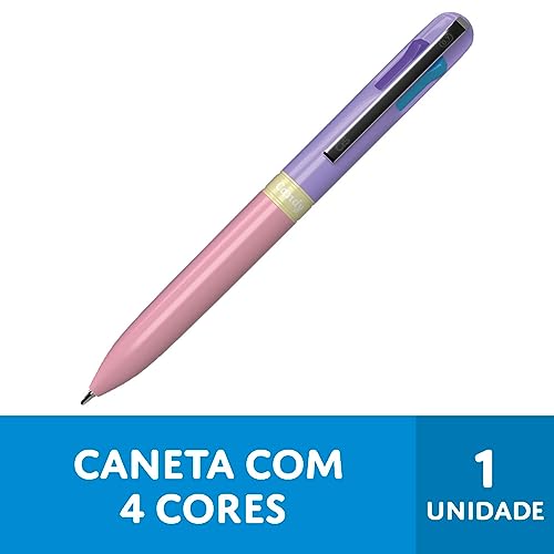 CIS Caneta Esferpgráfica 4 em 1 CANDY c/ 4 cores (Preta, Azul Claro, Vermelho, Roxo), Blister com 1