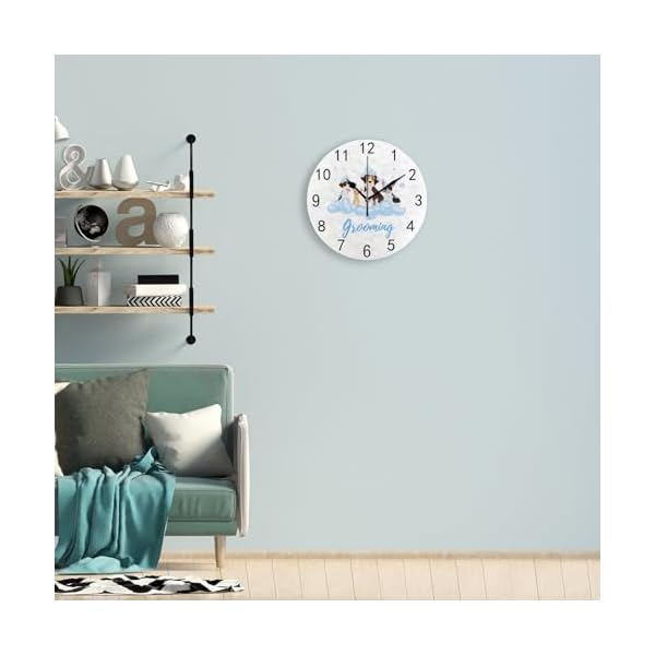   Wall-Clock-for-Living-Room-Decor-Cute-Dogs-Lovely-Puppy-Grooming-PVC-98-Inch-Hanging-Round-Desk-Clocks-Silent-Non-Ticking-Battery-Operated-Easy-to-Read-Bathroom-Kitchen-Office