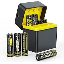 All-in-One 8-Pack Lithium AA Batteries & Charger Box Kit, 3000mWh Batteries with 2000 Cycles & 2H Quick Charging & Storage Box, USB-C 5V/3A, Great for Camera, Toys Home & Outdoor Gadgets