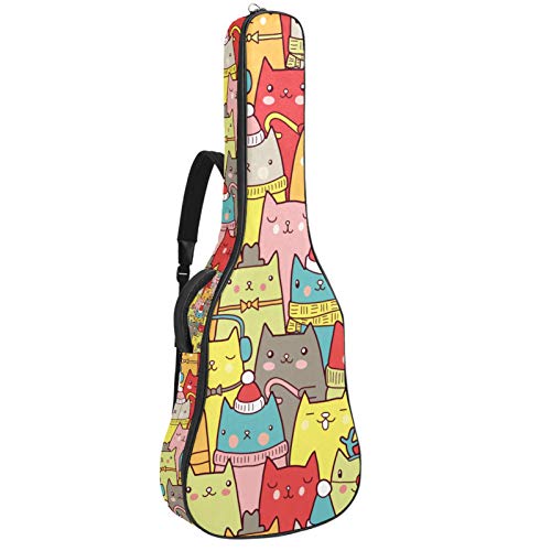 Guitar Bag Colorful Cats Electric Guitar Gig Bag 40 41 Inch Classical Guitar Bag Bass Ukulele Bag With Carry Handle And Shoulder Strap For Boys Girls 42.9X16.9X4.7 In #TOP14
