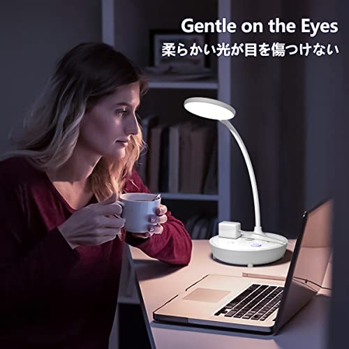 Okooi White Table Lamps For Office Dual Ac Outlet Small Table Lamps With Usb Ports Bedside Table Lamps Modern Adjustable Gooseneck Desk Lamp Eye Protection Led #TOP1